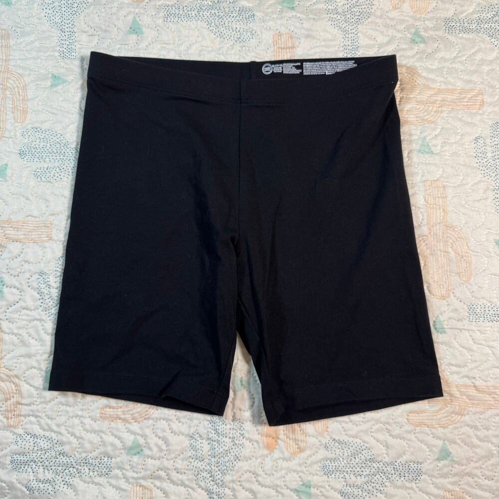 Wonder Nation Black Biker Shorts Girls XL 14-16 Stretch Mid Rise